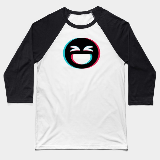 TikTok laugh emoji smiley Black Baseball T-Shirt by ThingyDilly